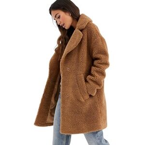 Abercrombie & Fitch The A&F Teddy Coat Brown Faux Shearling – Size Small